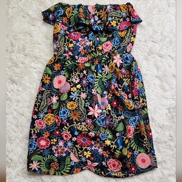 Amanda Uprichard Strapless 100% Silk Dark Floral Mini Dress Sz P XS Made in USA - Picture 4 of 10